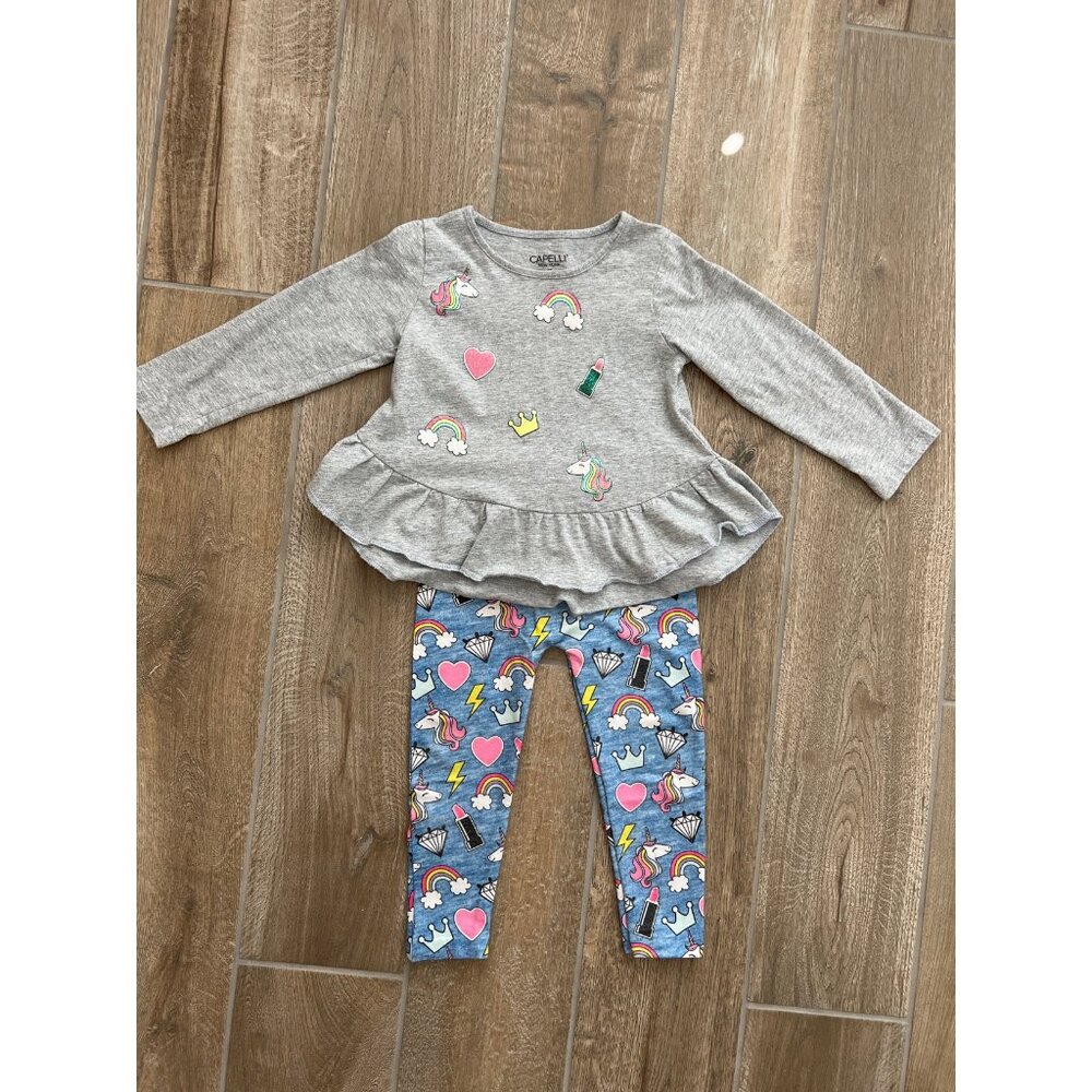 Girls Capelli New York Unicorn Rainbow Outfit Size 2T